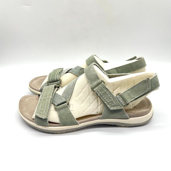 11W 11 WIDE WIDTH Earth Origins Savoy Sage Green Suede Sandals Shoes - Picture 6 of 12